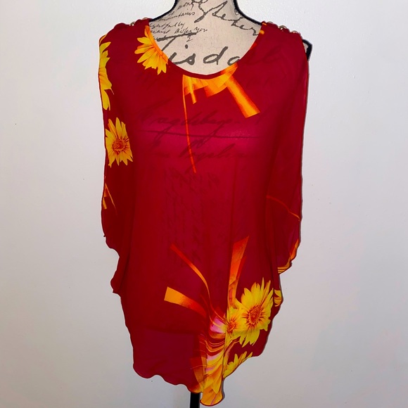 ❤️LQ Sheer Chiffon Cold Shoulder Top❤️ - Picture 1 of 12